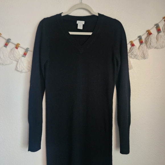 Oats Cashmere Black Knit Ruffle Tunic Sweater Top Luxurious Minimalist Boho M - Picture 2 of 9